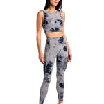 Lolë Step Up Bra in grey watercolour print — this high-support longline sports bra sets you in motion
