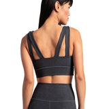 Lolë Step Up Bra in charcoal — this high-support longline sports bra sets you in motion