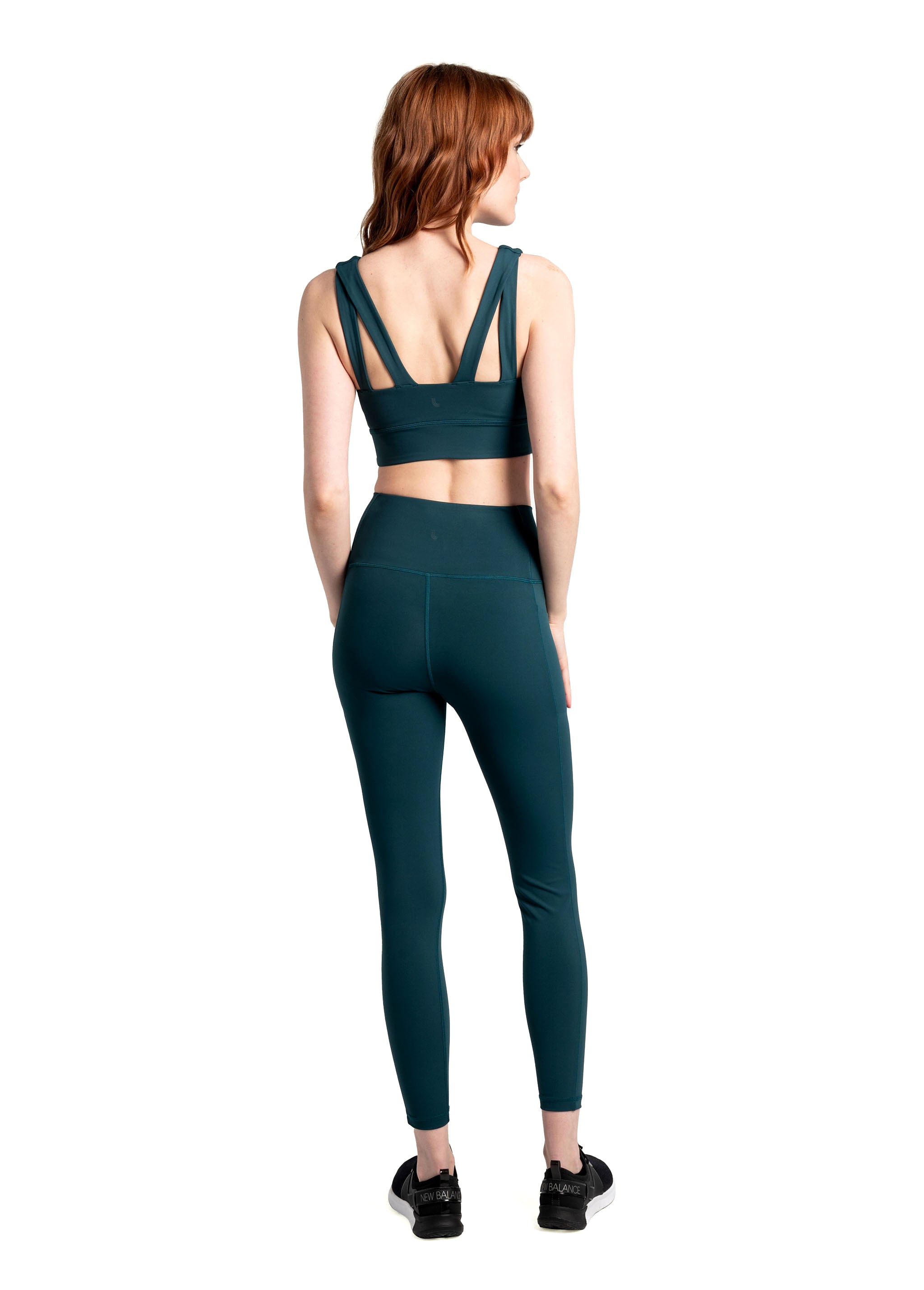 Lolë Step Up Bra in emerald — this high-support longline sports bra sets you in motion