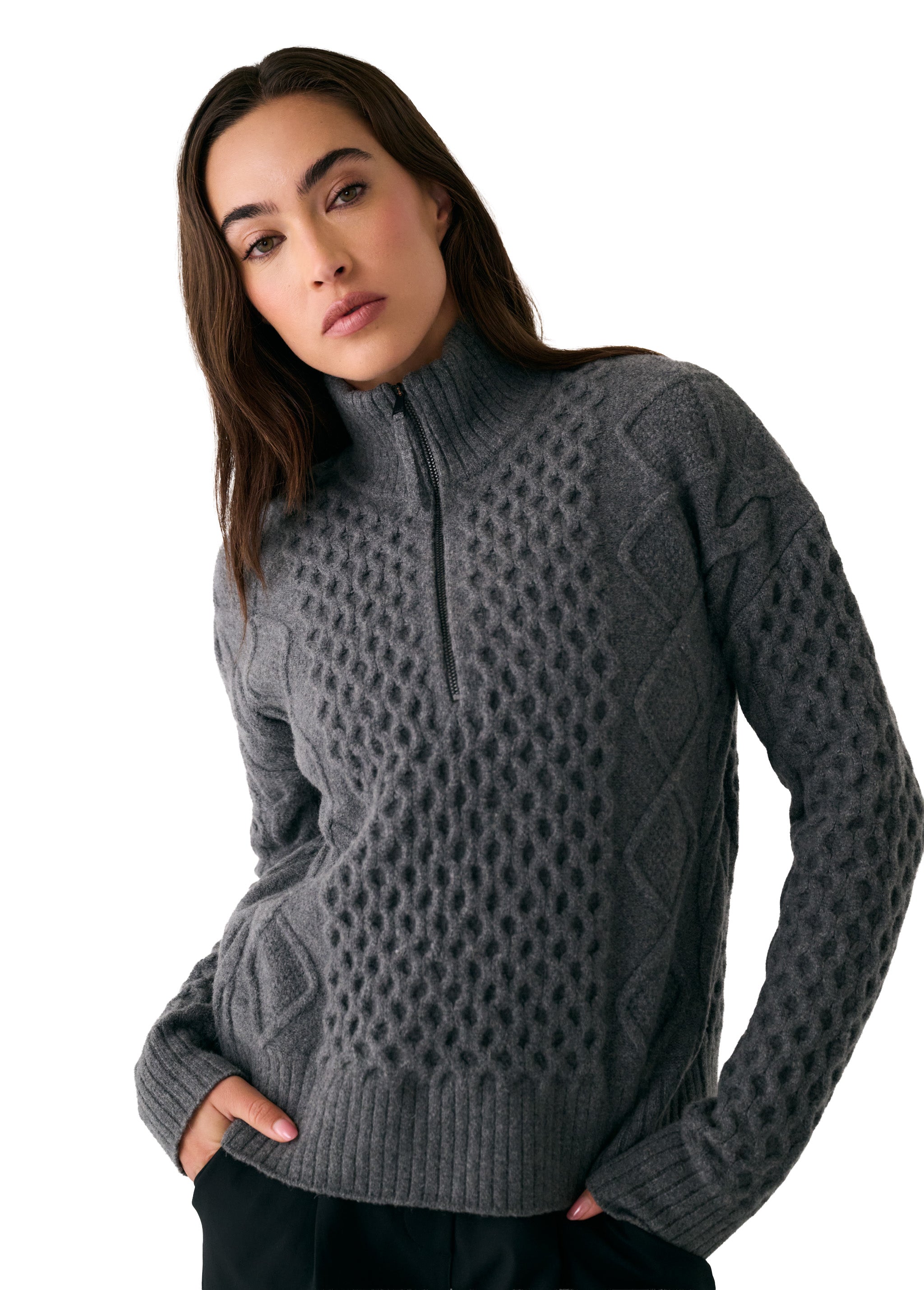 Lolë Camila 1/2 Zip Sweater in grey