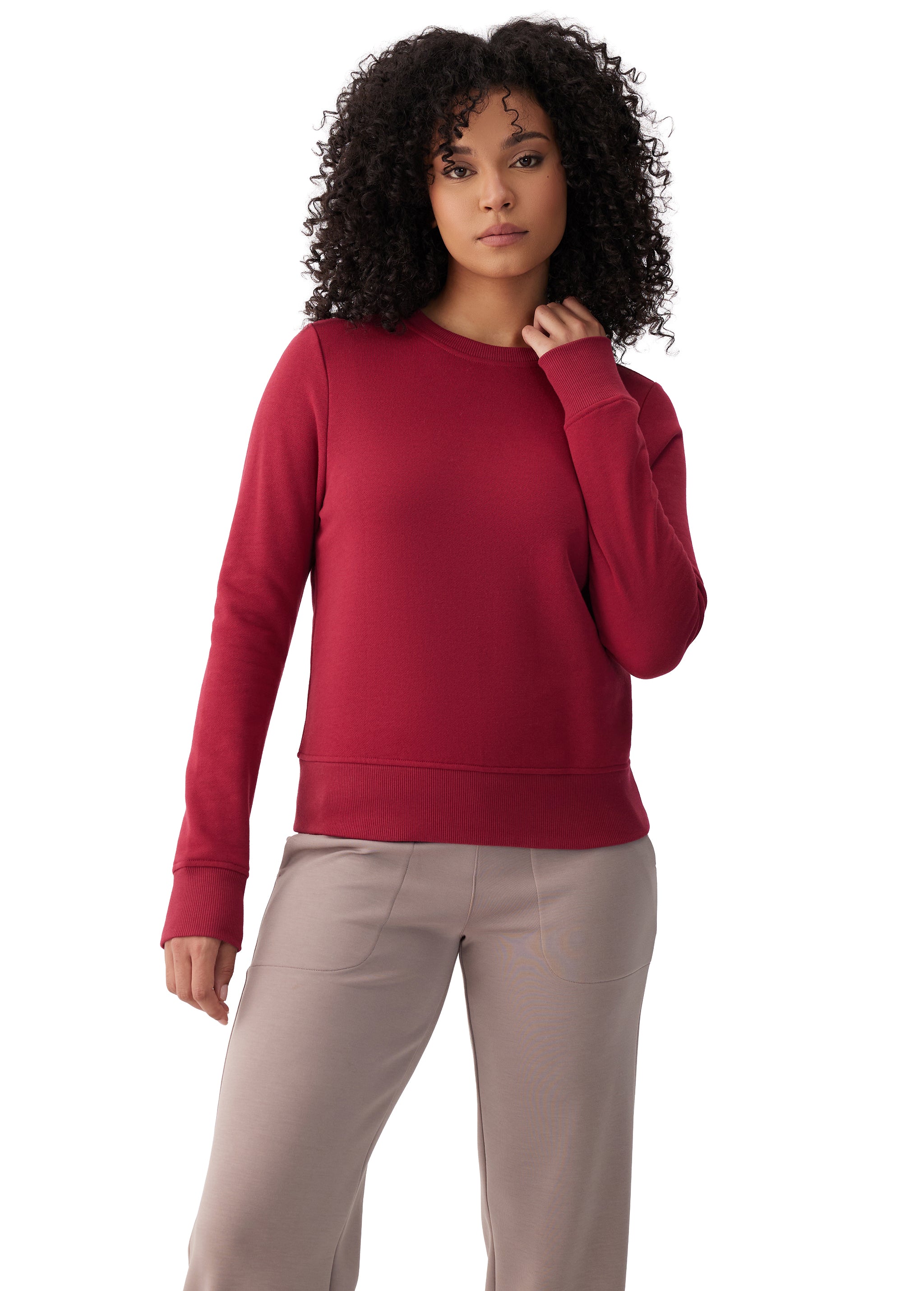 Lolë Icone Crew Neck Pullover in Garnet dark red