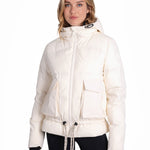Lolë Kylee Synth Down Jacket in Gardenia cream — complete with an inner pocket, in a relaxed silhouette