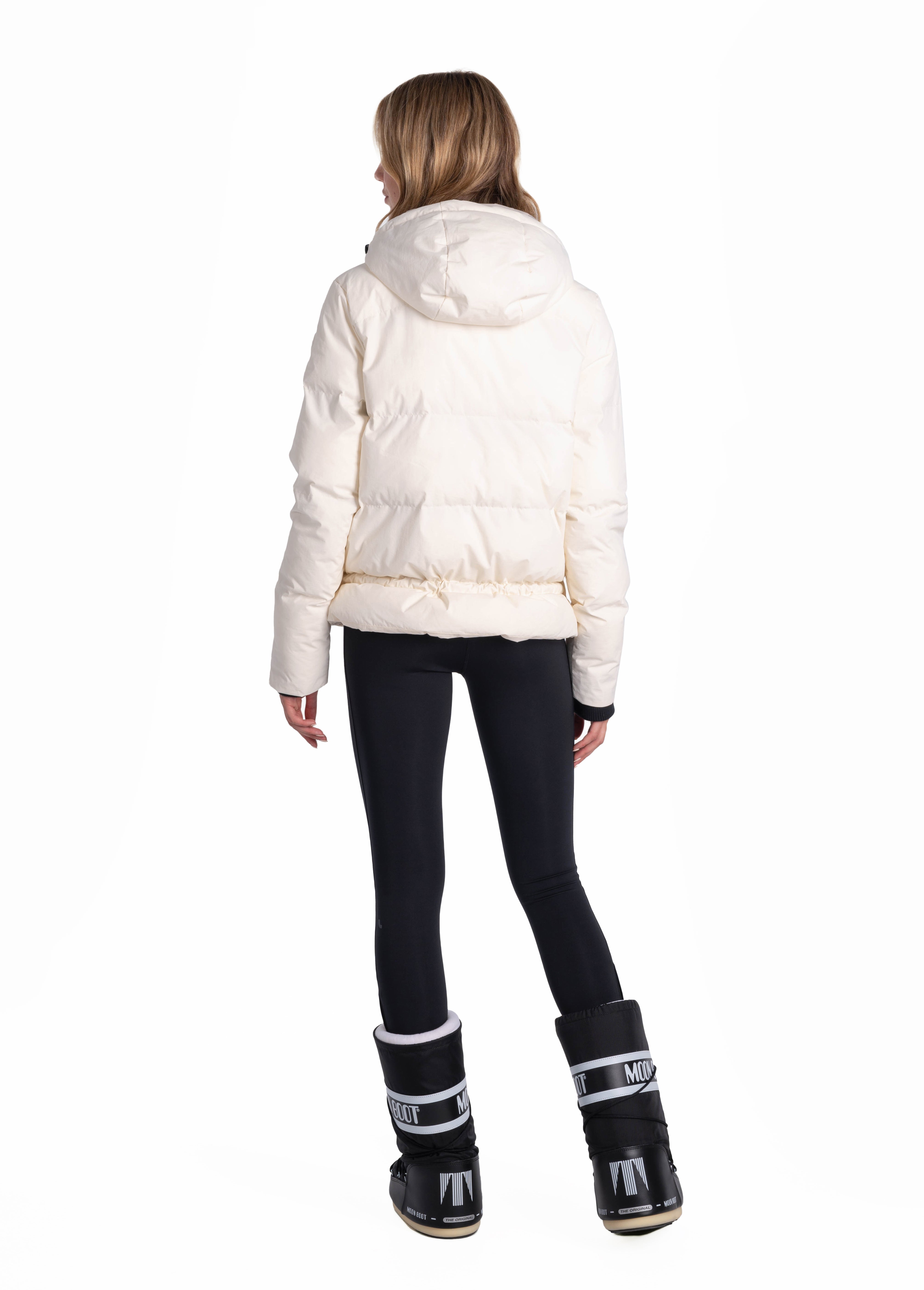 Lolë Kylee Synth Down Jacket in Gardenia cream — complete with an inner pocket, in a relaxed silhouette
