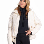 Lolë Kylee Synth Down Jacket in Gardenia cream — complete with an inner pocket, in a relaxed silhouette
