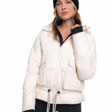 Lolë Kylee Synth Down Jacket in Gardenia cream — complete with an inner pocket, in a relaxed silhouette