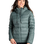Lolë Emeline Down Jacket in blue — embrace the outdoors in style and comfort with the Emeline Down Jacket