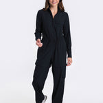 Lolë Forillon Jumpsuit in black — the Forillon long sleeve Jumpsuit is the ultimate packing piece