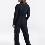 Lolë Forillon Jumpsuit in black — the Forillon long sleeve Jumpsuit is the ultimate packing piece