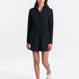Lolë Forillon Jumpsuit in black — the Forillon long sleeve Jumpsuit is the ultimate packing piece