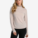Lolë Performance Wool Moisture-Wicking Turtleneck in Abalone pale greige