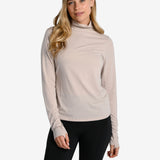 Lolë Performance Wool Moisture-Wicking Turtleneck in Abalone pale greige