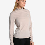 Lolë Performance Wool Moisture-Wicking Turtleneck in Abalone pale greige