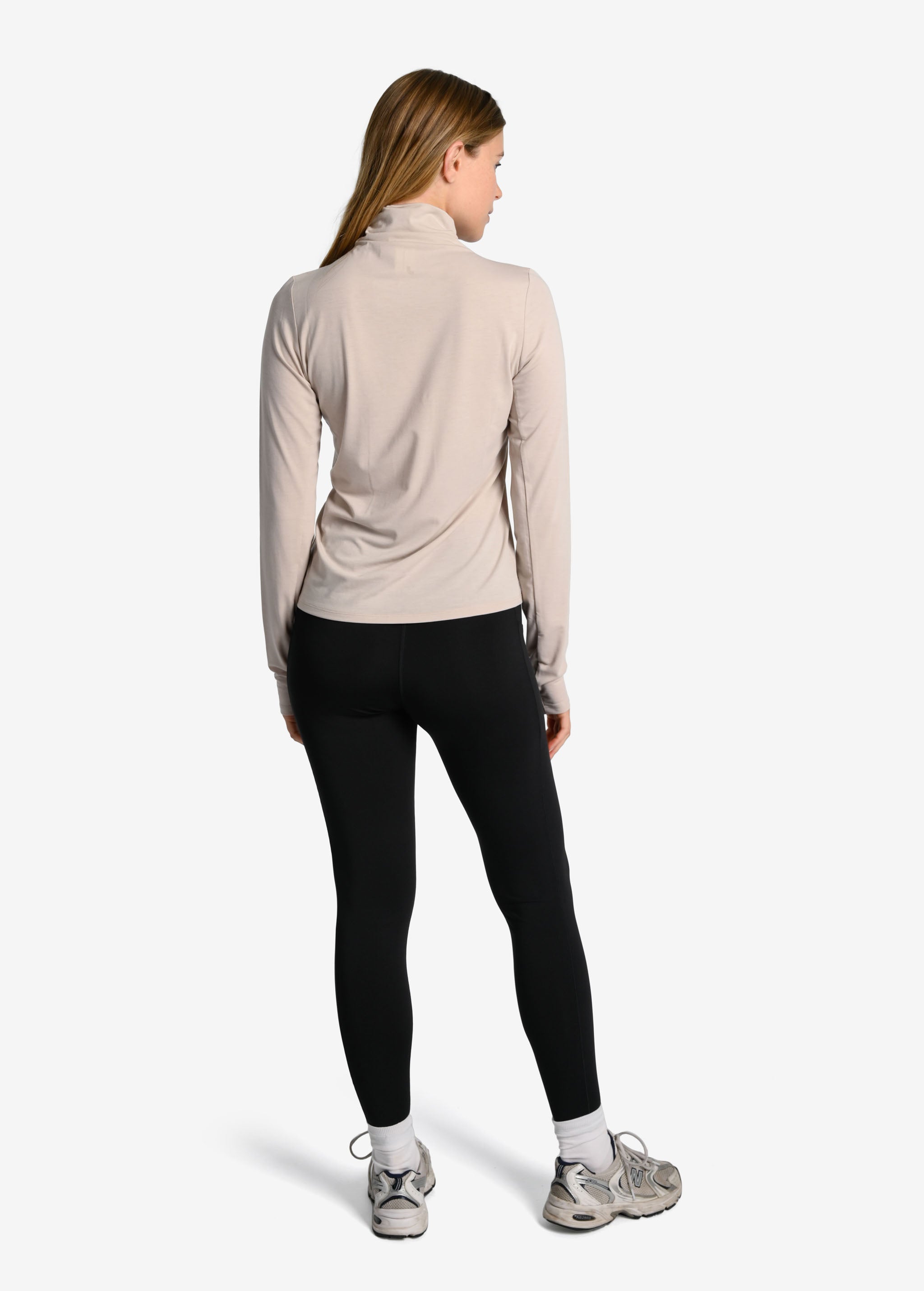 Lolë Performance Wool Moisture-Wicking Turtleneck in Abalone pale greige