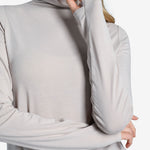 Lolë Performance Wool Moisture-Wicking Turtleneck in Abalone pale greige