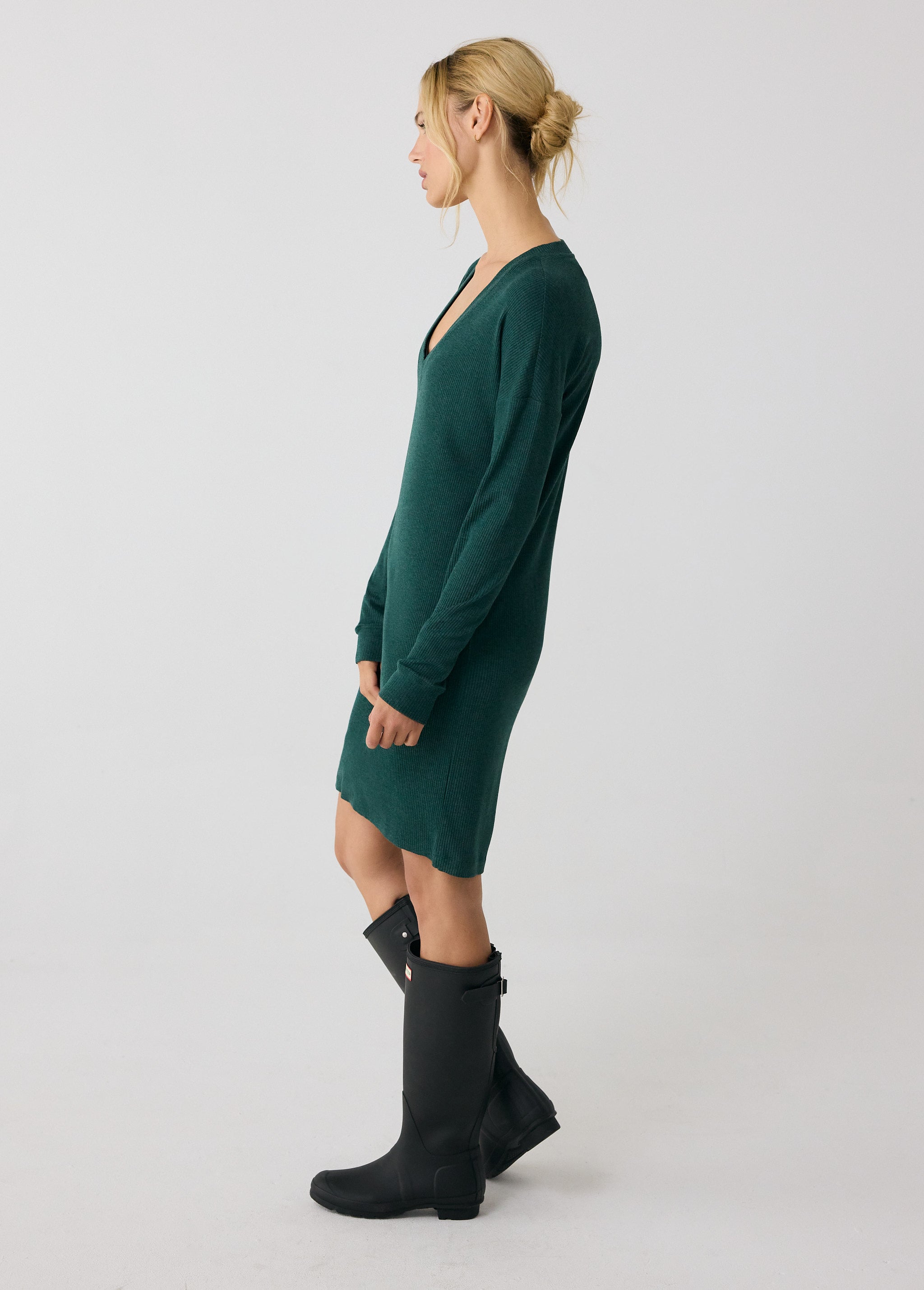 v neck sweater dress Traverse V-Neck Dress | Women's Ribbed Dresses