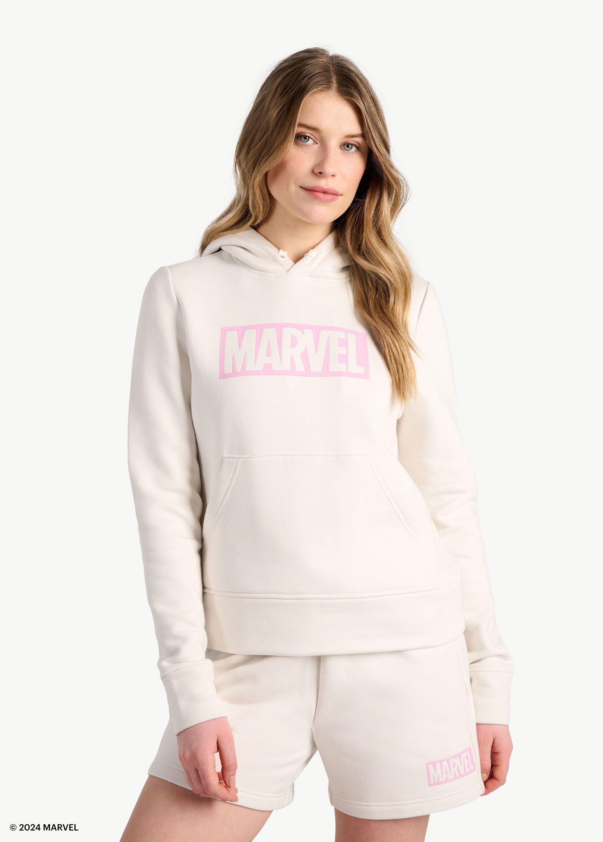Lolë Marvel Icon Pullover Hoodie in cream