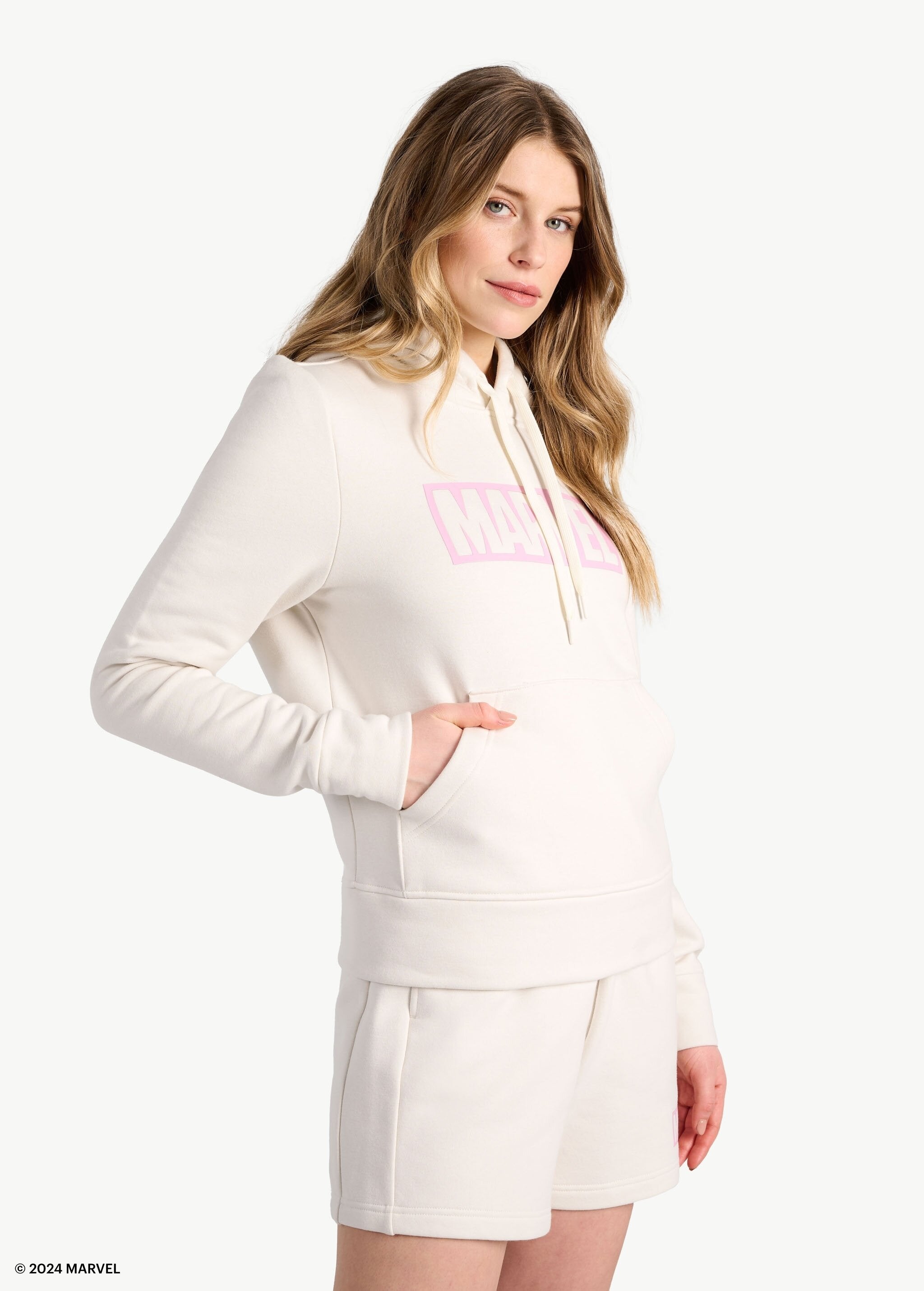 Lolë Marvel Icon Pullover Hoodie in cream