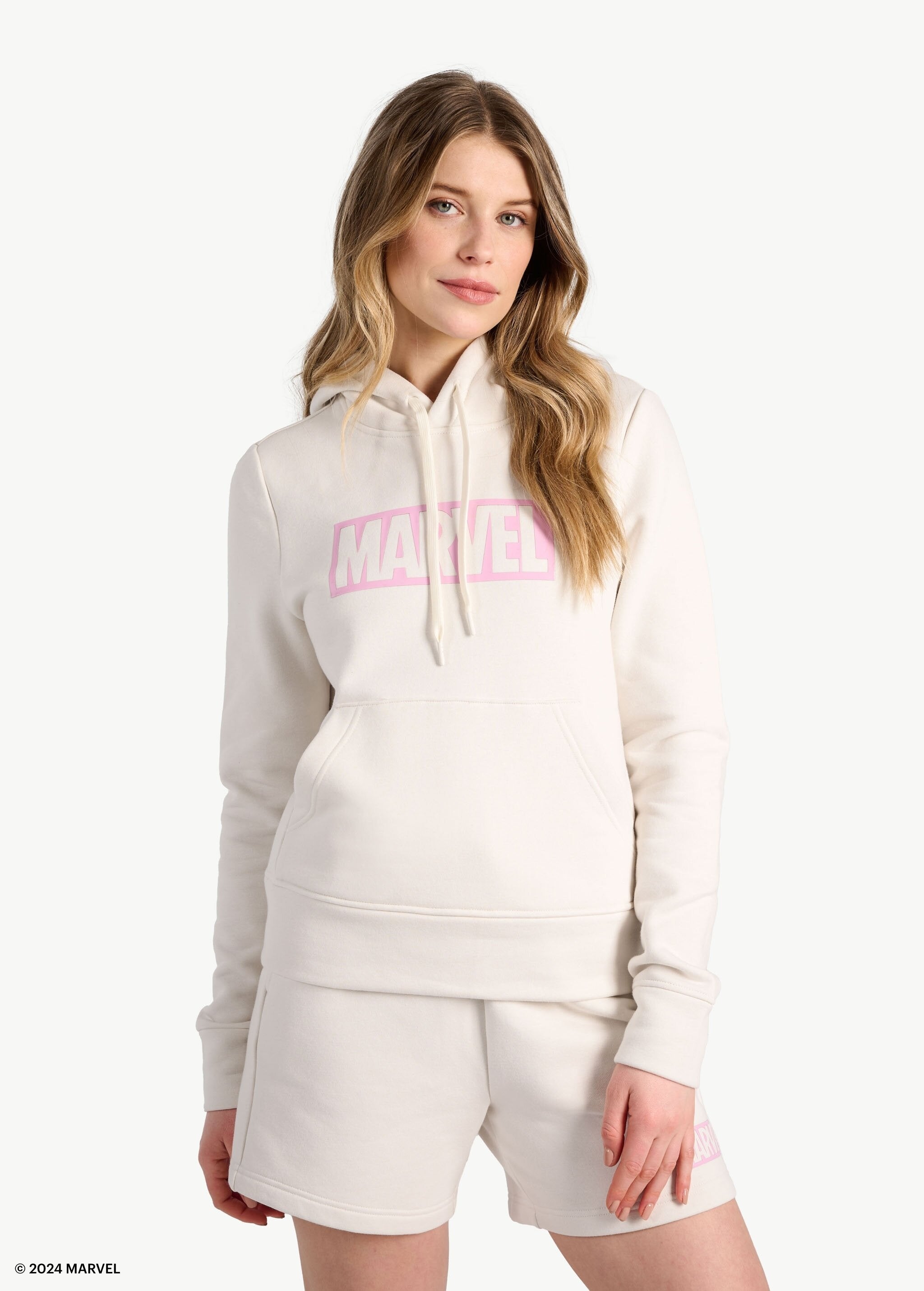 Lolë Marvel Icon Pullover Hoodie in cream
