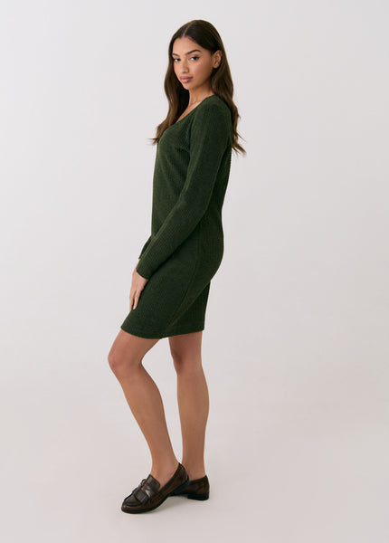 long sleeve olive dress Clover Long-Sleeved Dress
