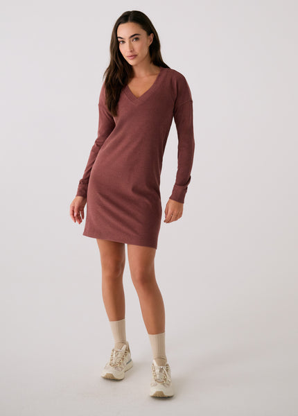 long sleeve v neck t shirt dress Traverse V-Neck Dress