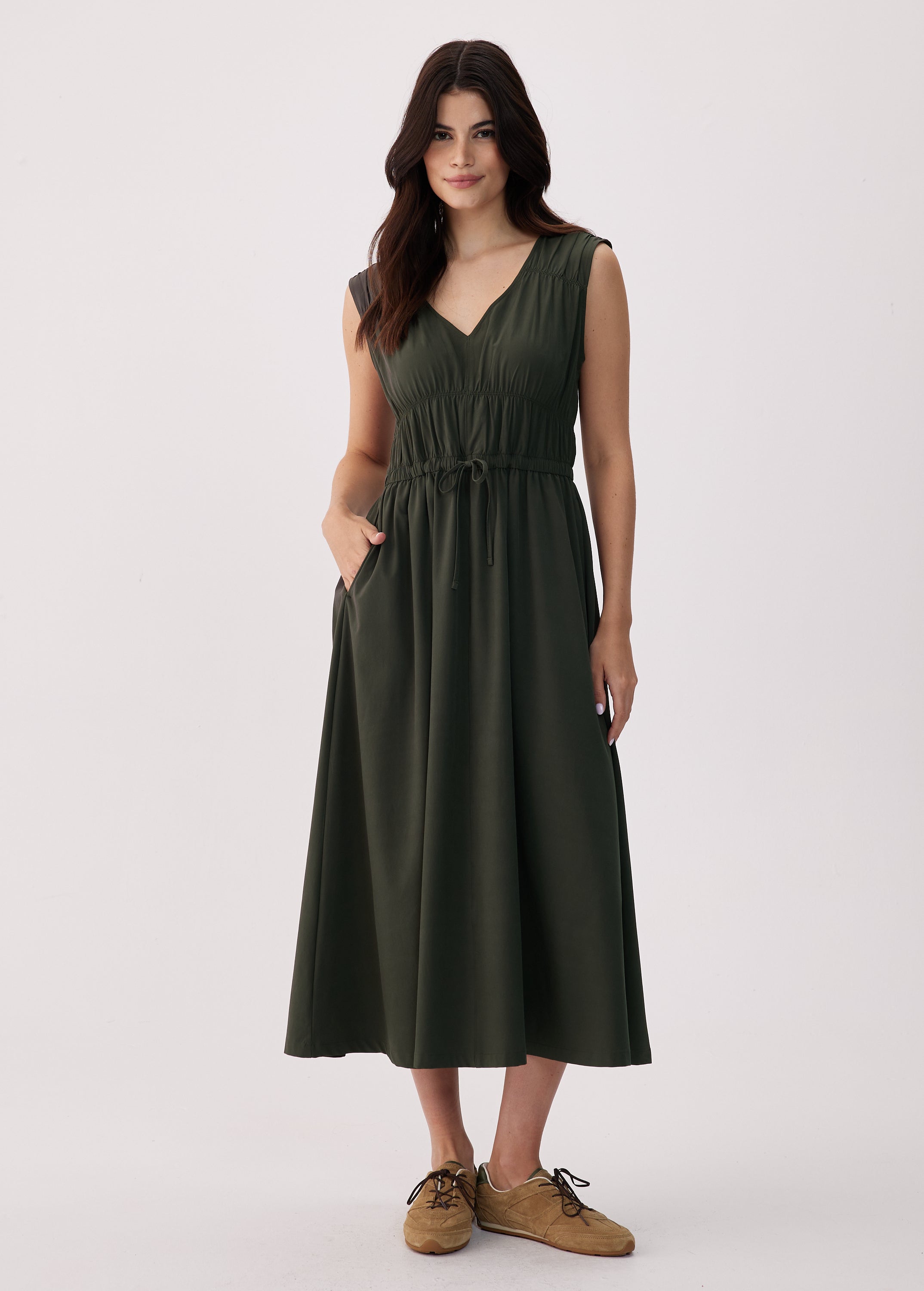 Momentum Ruched Midi Dress