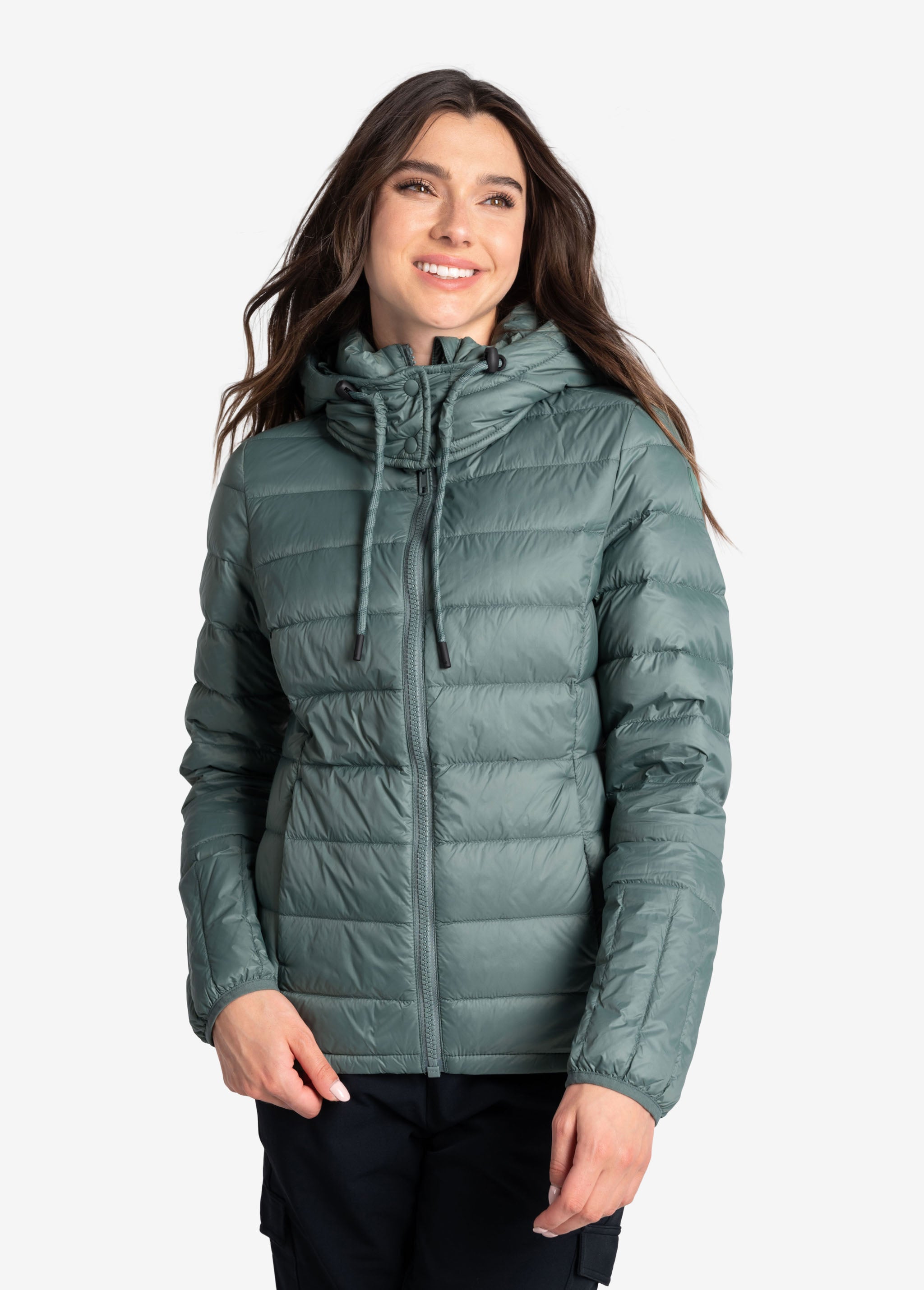 Lolë Emeline Down Jacket in blue — embrace the outdoors in style and comfort with the Emeline Down Jacket