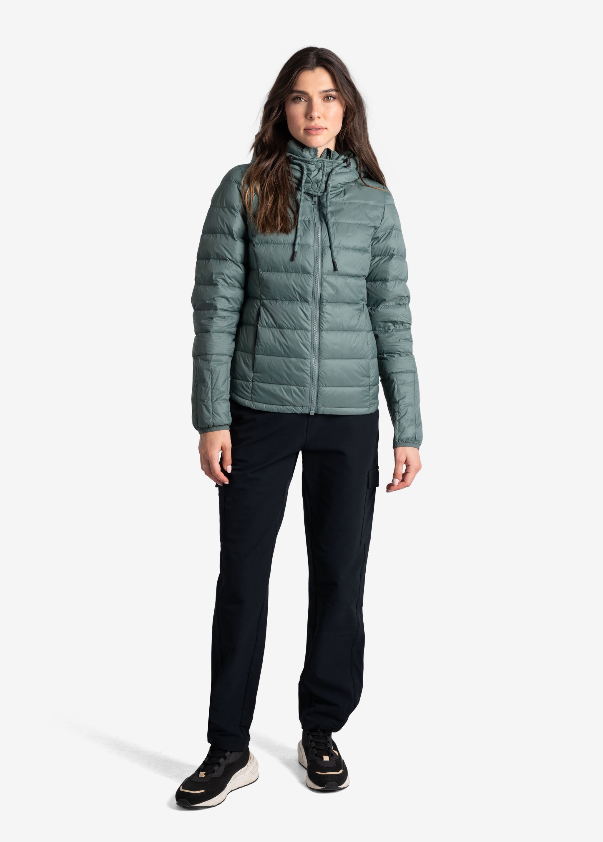 Lolë Emeline Down Jacket in blue — embrace the outdoors in style and comfort with the Emeline Down Jacket