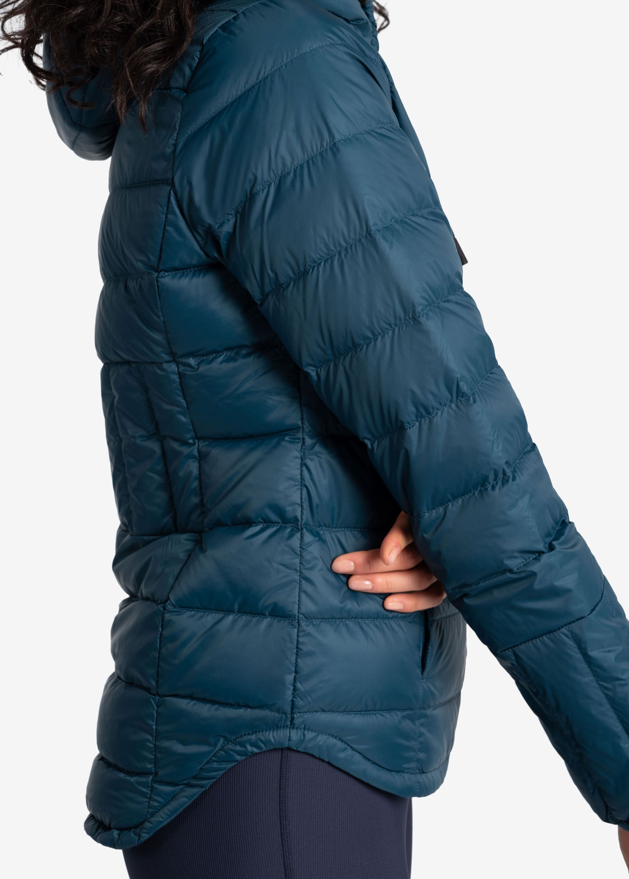 Lolë Emeline Down Jacket in blue — embrace the outdoors in style and comfort with the Emeline Down Jacket