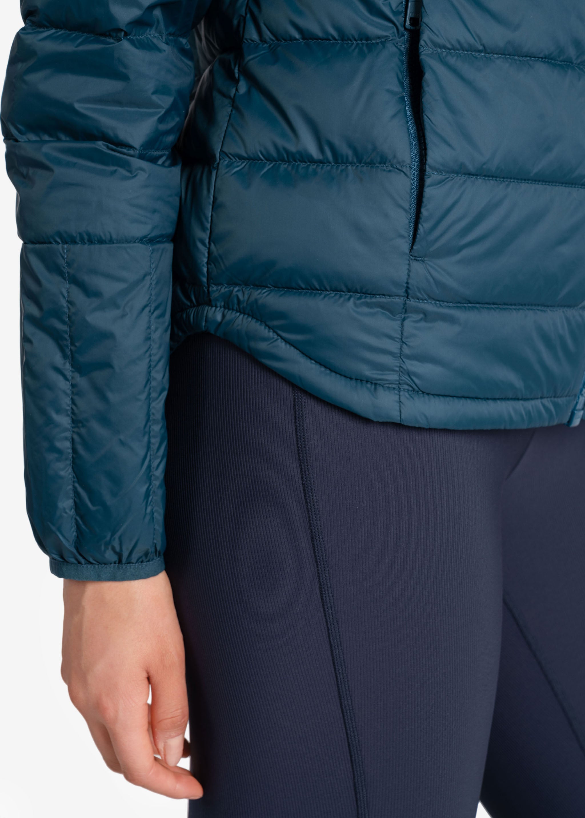 Lolë Emeline Down Jacket in blue — embrace the outdoors in style and comfort with the Emeline Down Jacket