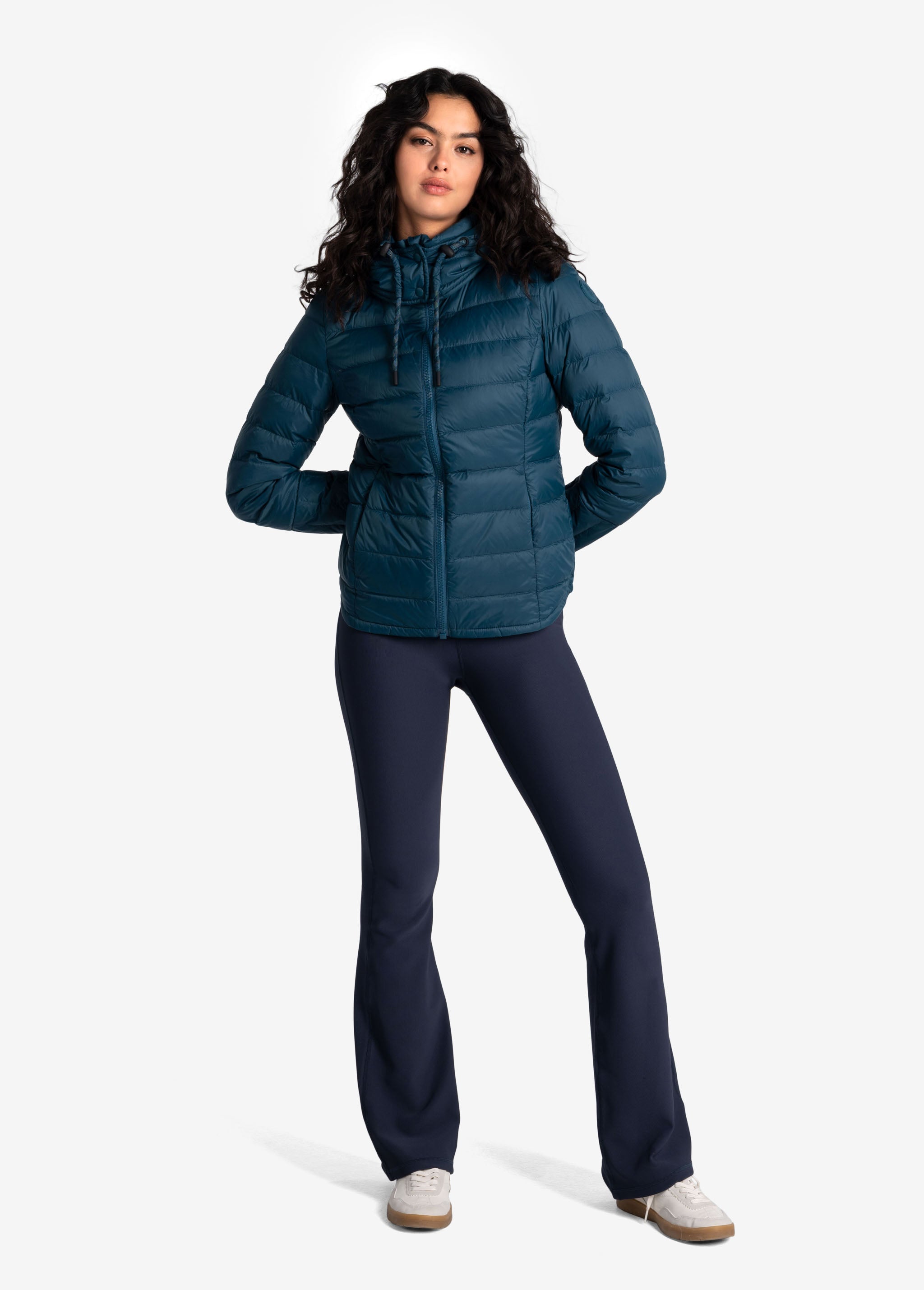 Lolë Emeline Down Jacket in blue — embrace the outdoors in style and comfort with the Emeline Down Jacket