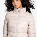 Lolë Emeline Down Jacket in Abalone pale greige — embrace the outdoors in style and comfort with the Emeline Down Jacket