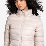 Lolë Emeline Down Jacket in Abalone pale greige — embrace the outdoors in style and comfort with the Emeline Down Jacket