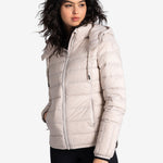 Lolë Emeline Down Jacket in Abalone pale greige — embrace the outdoors in style and comfort with the Emeline Down Jacket
