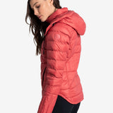 Lolë Emeline Down Jacket in Cerise coral — embrace the outdoors in style and comfort with the Emeline Down Jacket