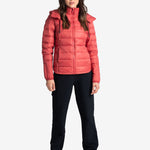 Lolë Emeline Down Jacket in Cerise coral — embrace the outdoors in style and comfort with the Emeline Down Jacket