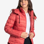 Lolë Emeline Down Jacket in Cerise coral — embrace the outdoors in style and comfort with the Emeline Down Jacket