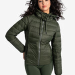 Lolë Emeline Down Jacket in Kombu olive green — embrace the outdoors in style and comfort with the Emeline Down Jacket