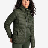 Lolë Emeline Down Jacket in Kombu olive green — embrace the outdoors in style and comfort with the Emeline Down Jacket