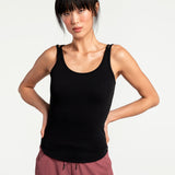 Lolë Organic Cotton Tank Top in black — comfort comes easy with this organic cotton tank top