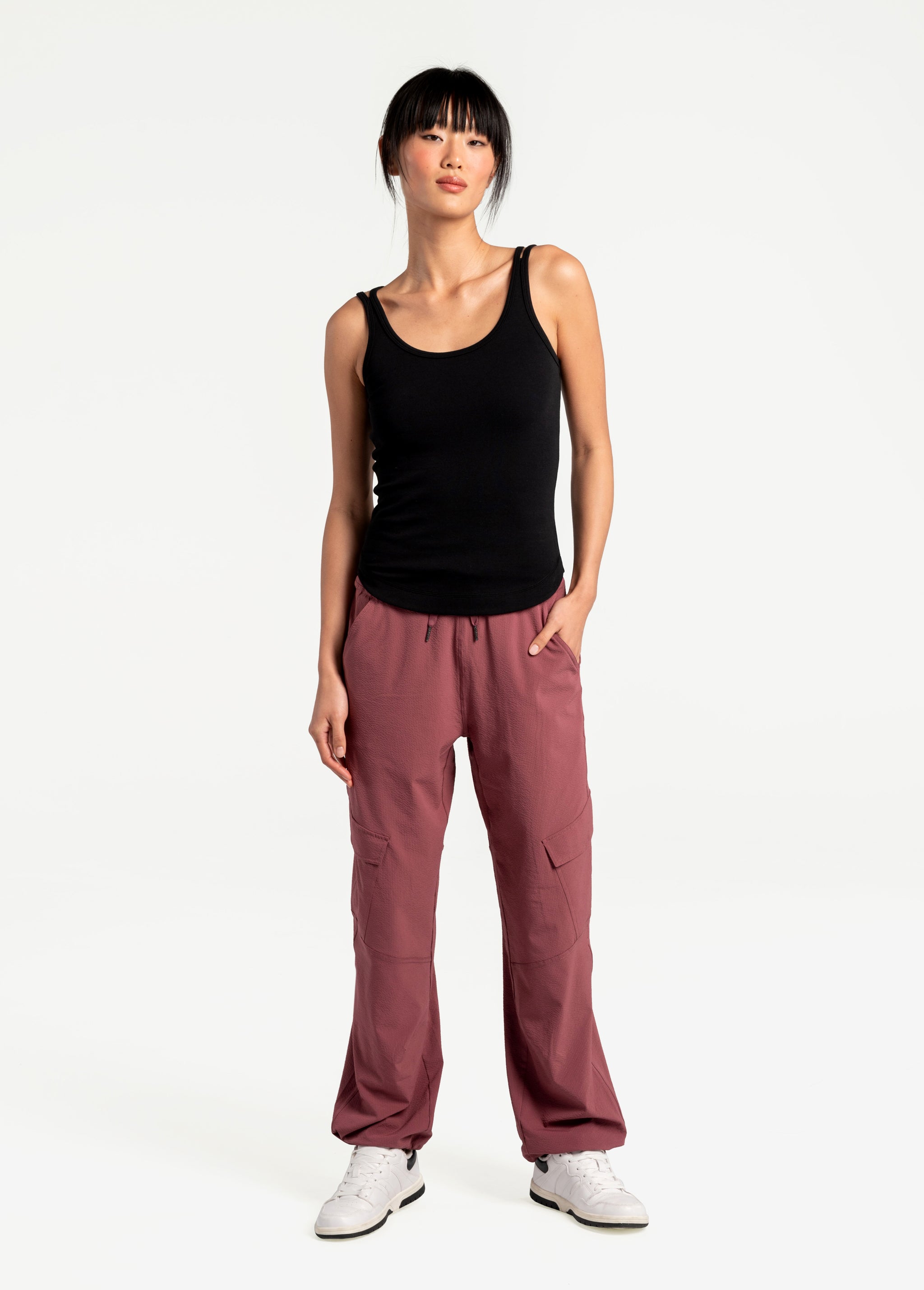 Lolë Organic Cotton Tank Top in black — comfort comes easy with this organic cotton tank top