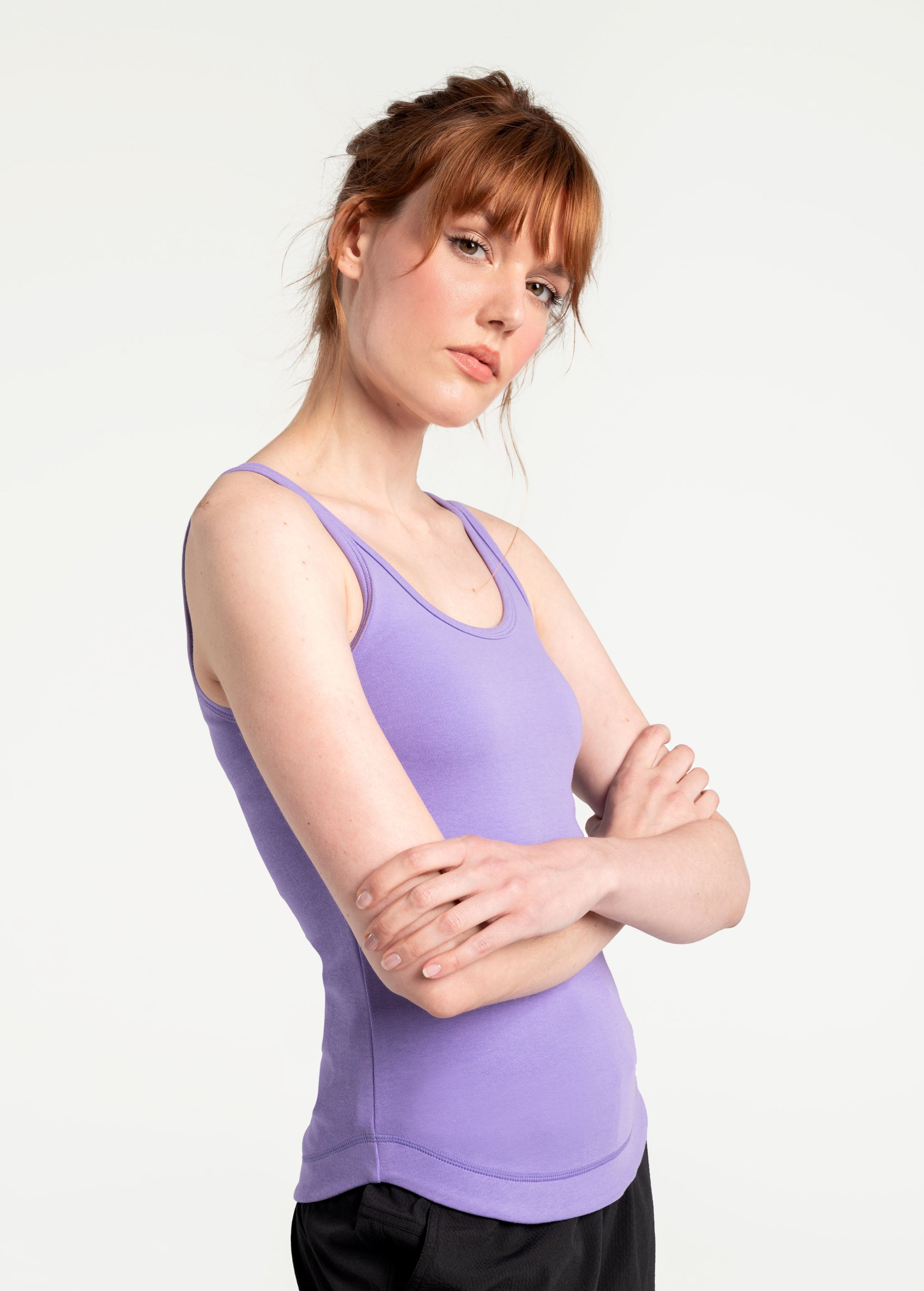 Lolë Organic Cotton Tank Top in Violet purple — comfort comes easy with this organic cotton tank top