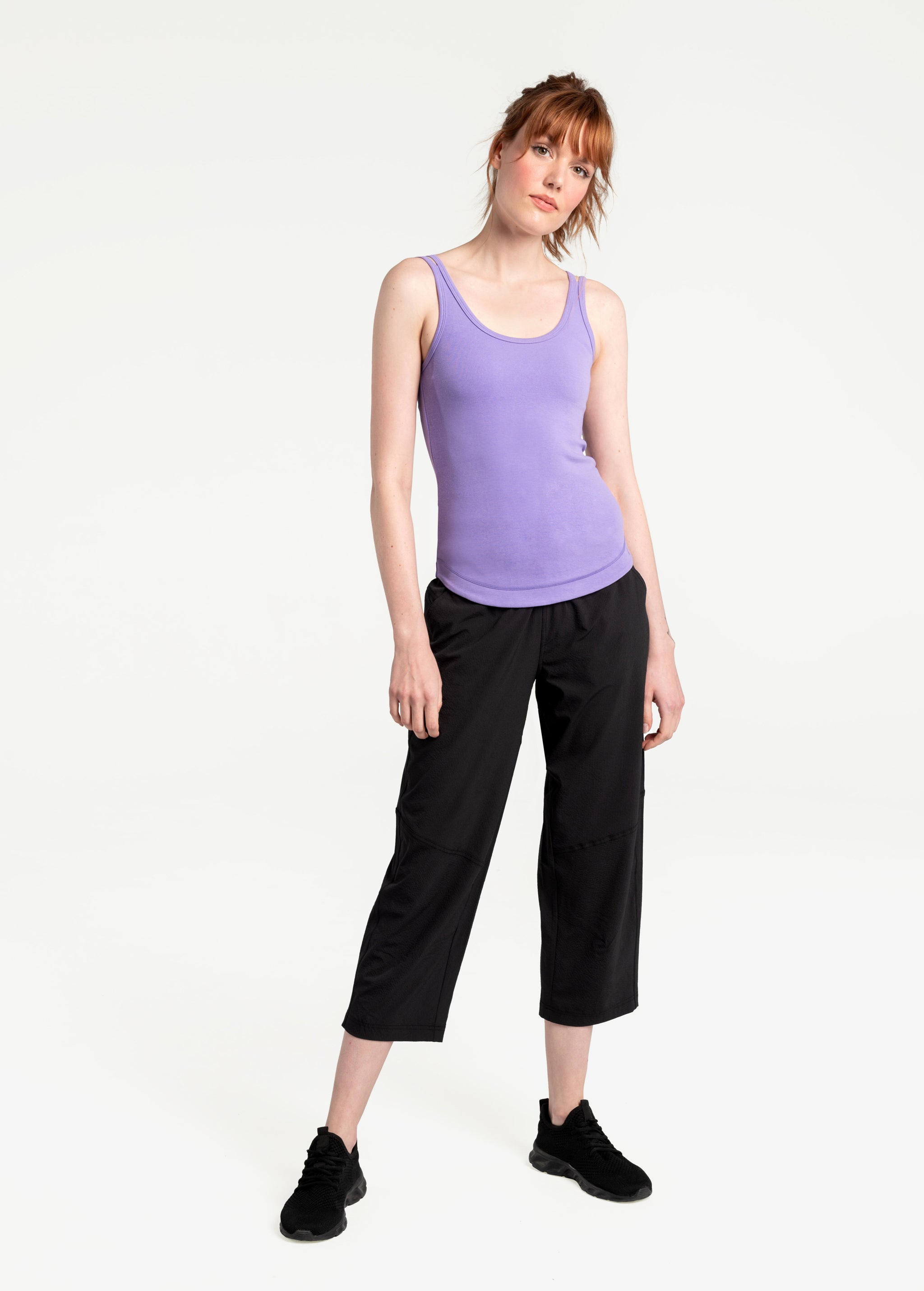 Lolë Organic Cotton Tank Top in Violet purple — comfort comes easy with this organic cotton tank top