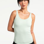 Lolë Organic Cotton Tank Top in green — comfort comes easy with this organic cotton tank top