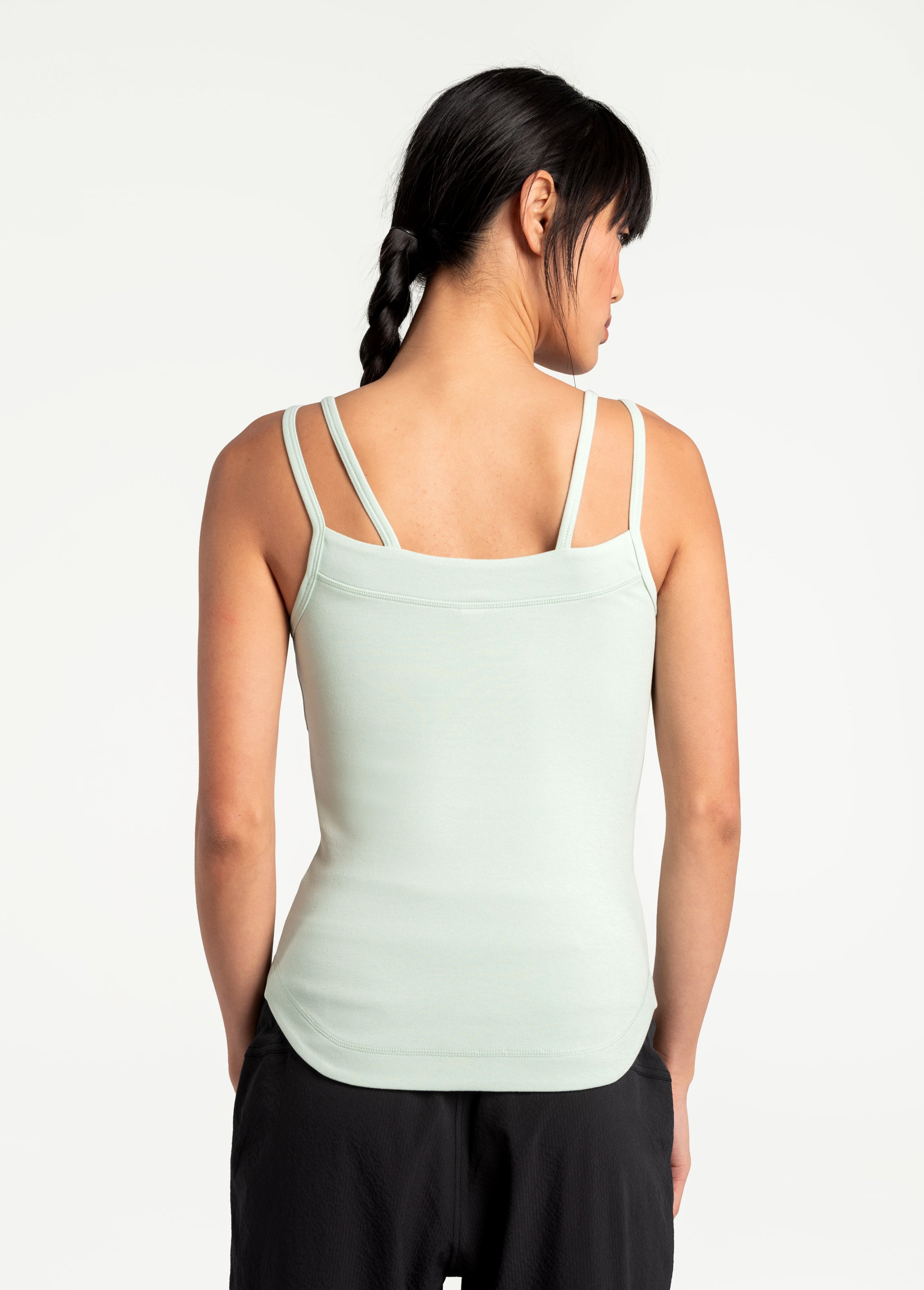 Lolë Organic Cotton Tank Top in green — comfort comes easy with this organic cotton tank top