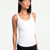 Lolë Organic Cotton Tank Top in white — comfort comes easy with this organic cotton tank top