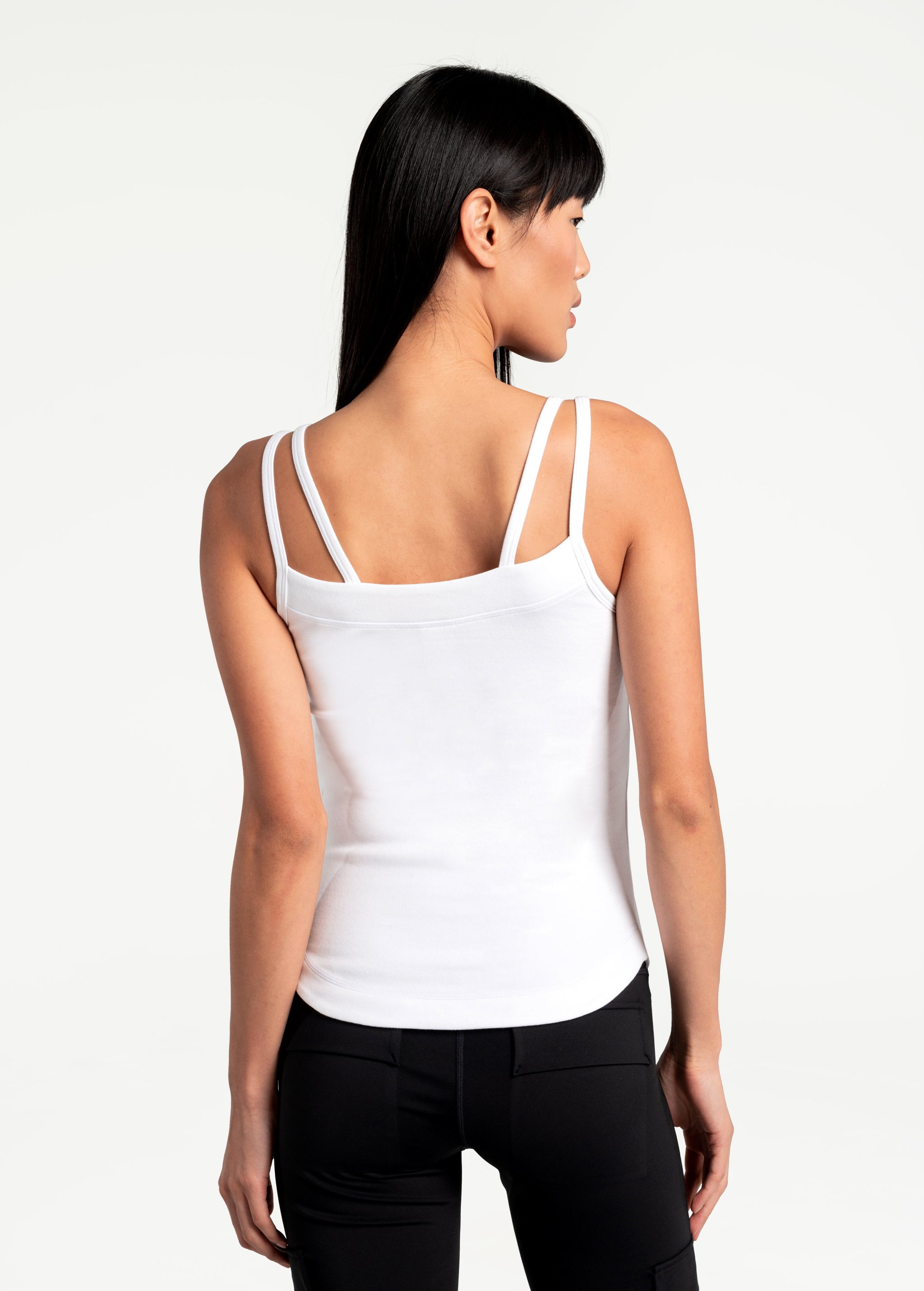 Lolë Organic Cotton Tank Top in white — comfort comes easy with this organic cotton tank top
