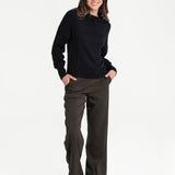 Lolë Vanier Funnel-Neck Pullover Sweater in black