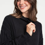 Lolë Vanier Funnel-Neck Pullover Sweater in black
