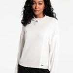 Lolë Vanier Funnel-Neck Pullover Sweater in Gardenia cream