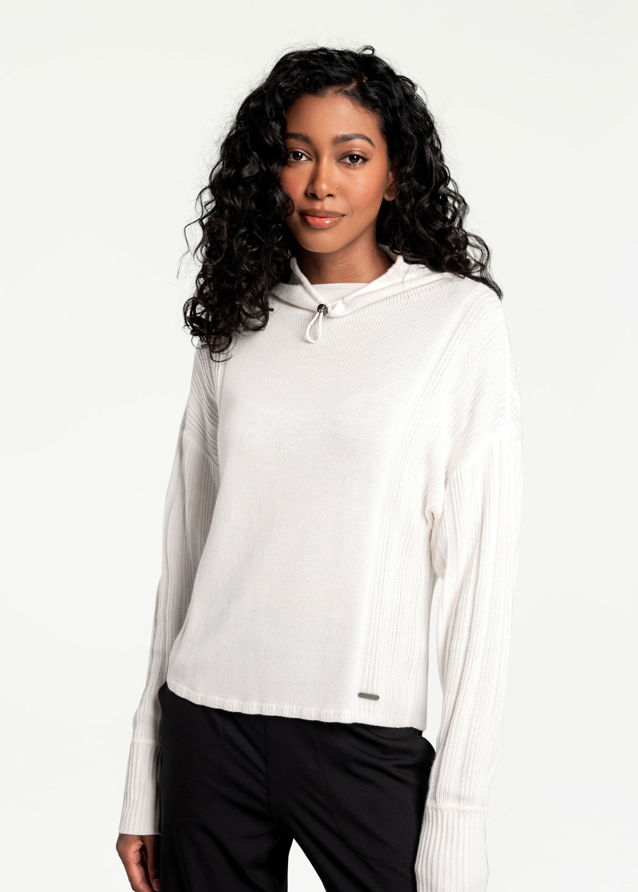 Lolë Vanier Funnel-Neck Pullover Sweater in Gardenia cream